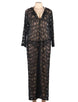 Black Delicate Embroidery Long Cardigan Beach Gown