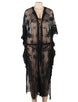 Black Delicate Embroidery Long Cardigan Beach Gown