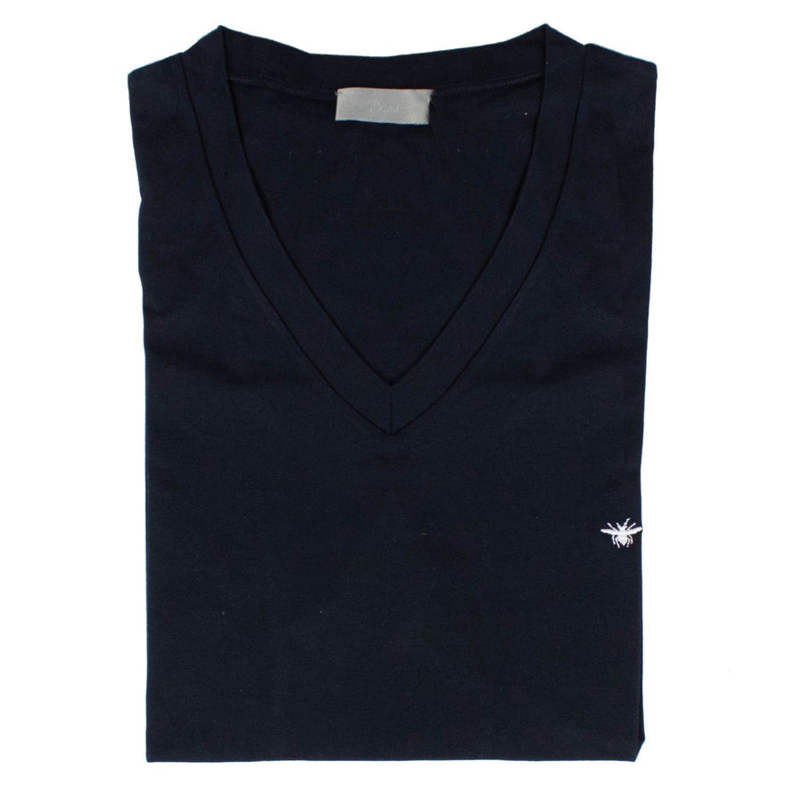 HOMME Bee V-Neck Cotton T-Shirt - Navy