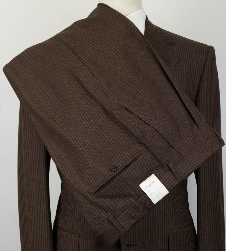 Drop 6 Striped Wool 2 Button Suit - Brown