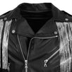 Leather Chain Fringe Biker Jacket - Black