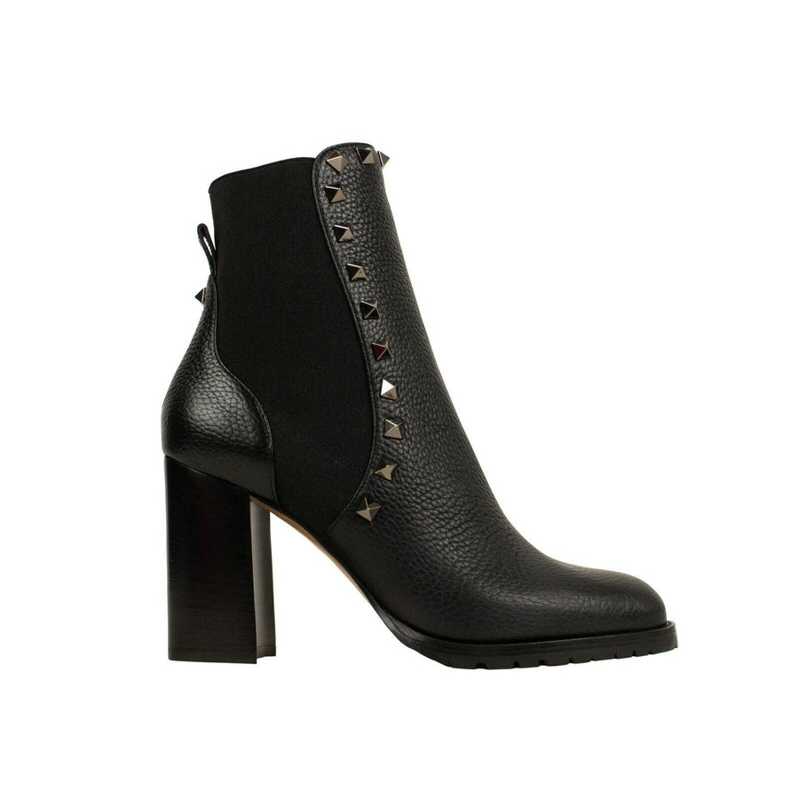 Leather 'Rockstud' 80mm Ankle Boots - Black