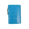 Leather Number Embossed Organizer Wallet - Blue