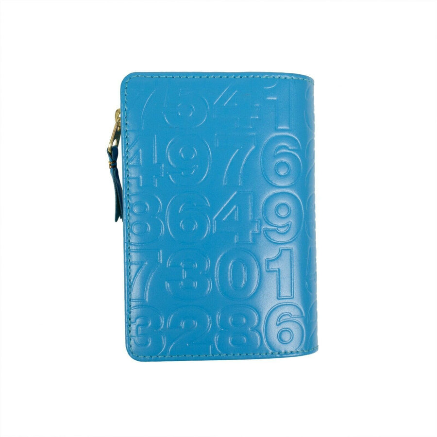 Leather Number Embossed Organizer Wallet - Blue