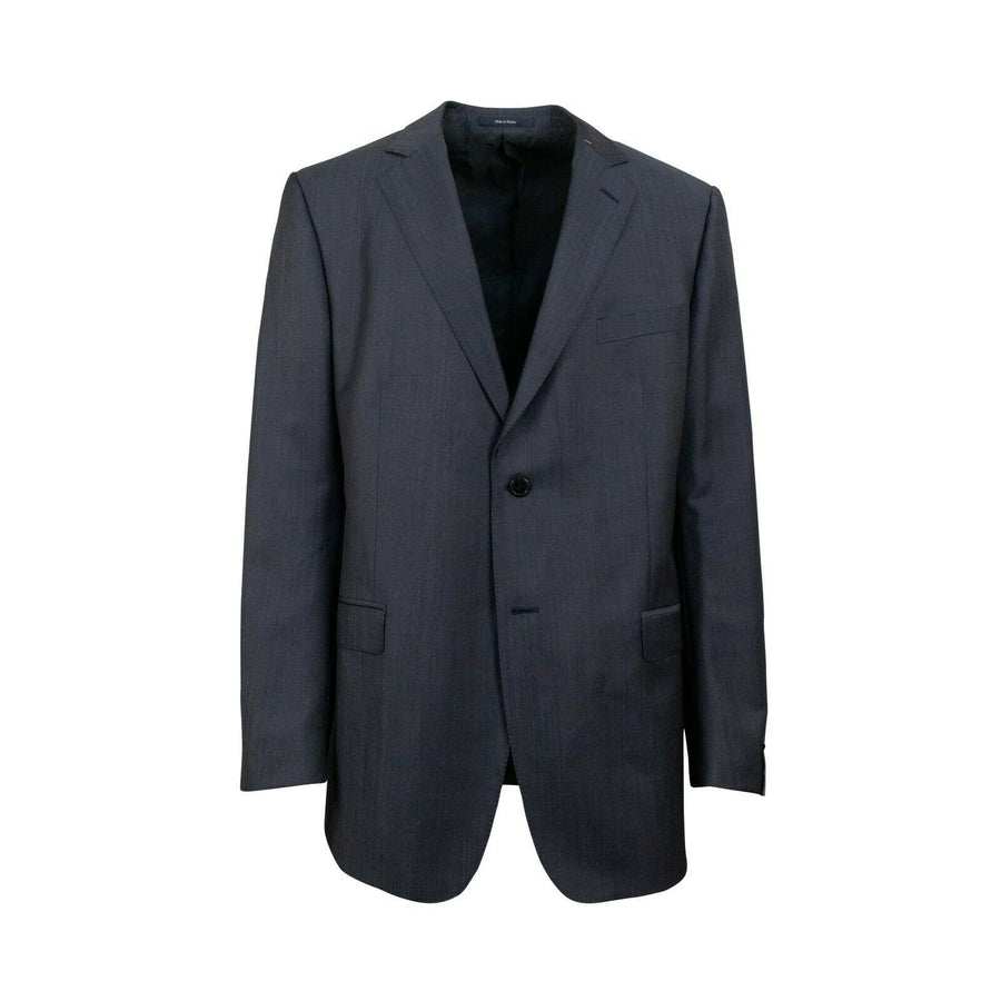 Wool Blend Two Button Suit - Blue