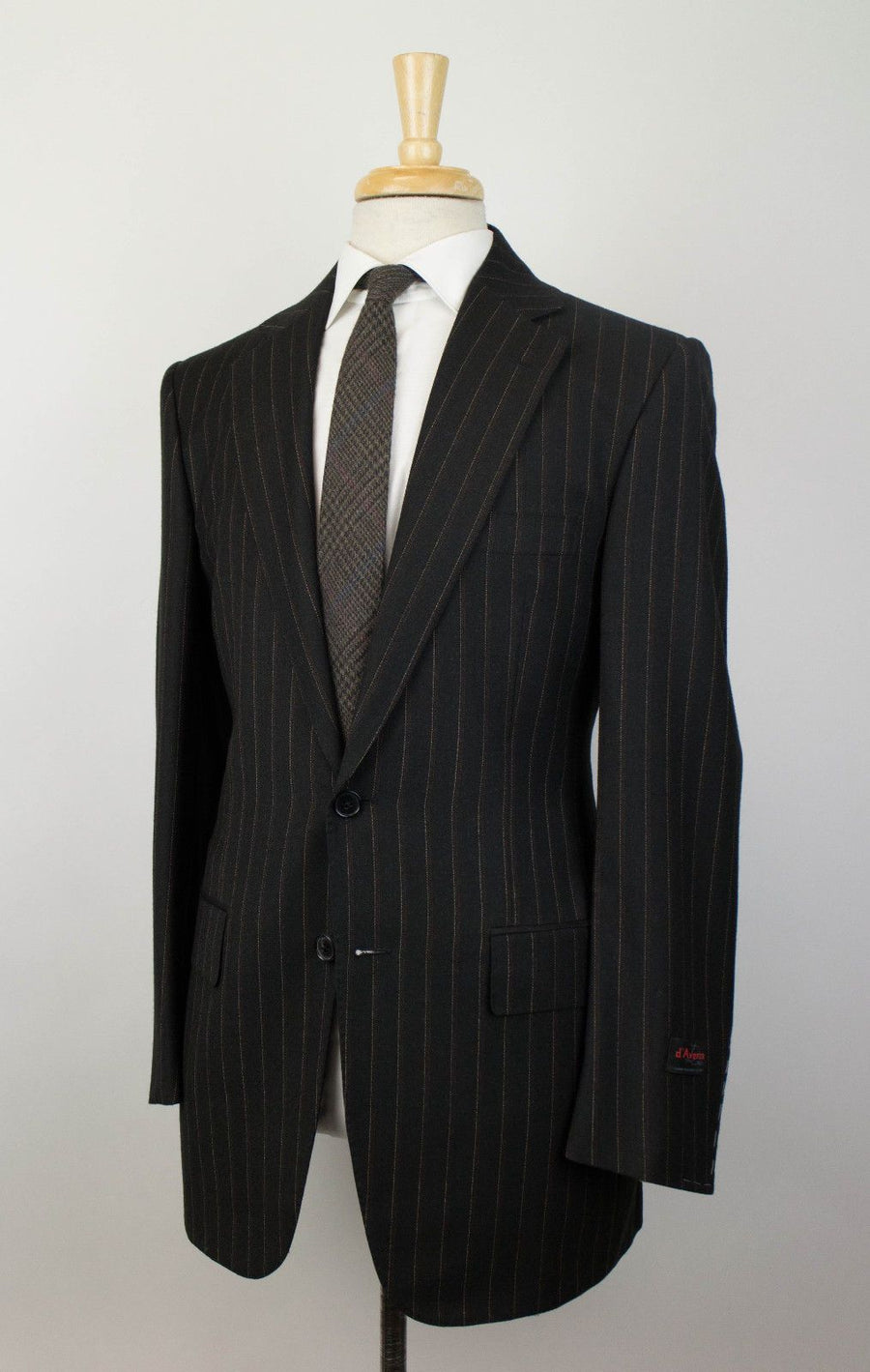 Drop 6 Striped Wool 2 Button Suit - Black