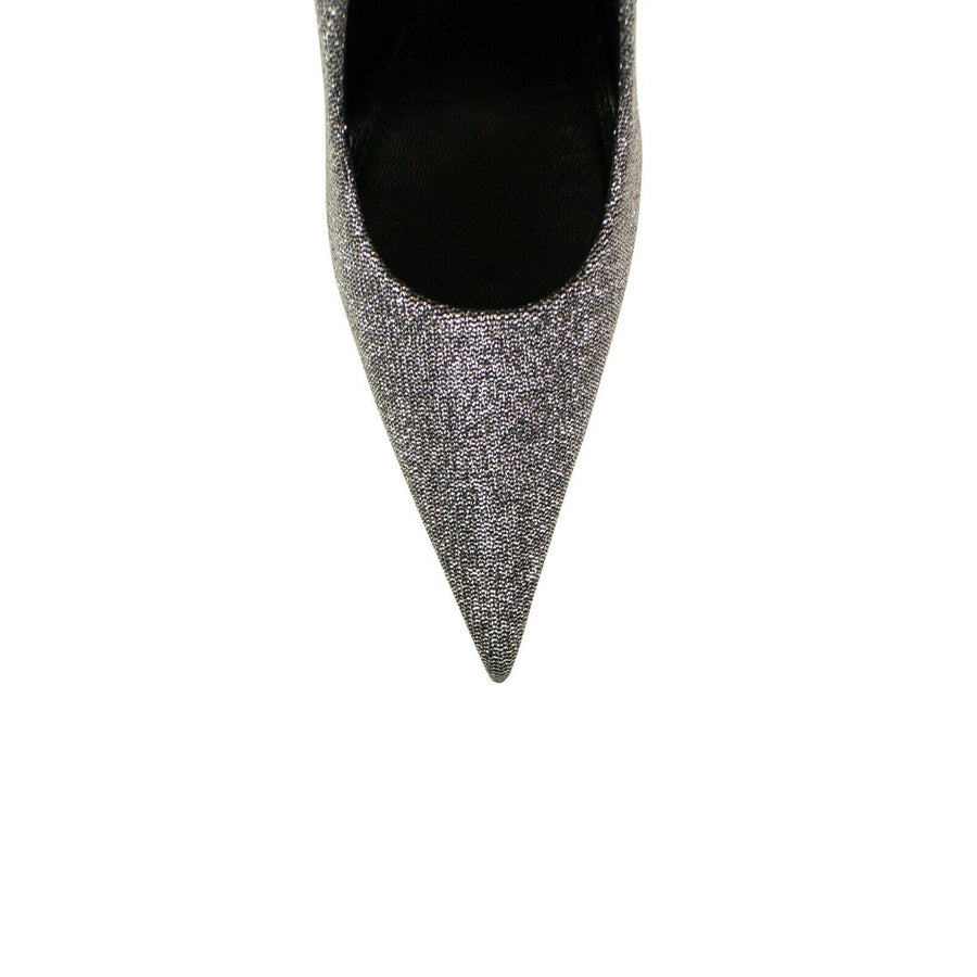 Shiny Lurex 'Square Knife' 110 Pumps - Silver