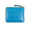 Leather Letter Embossed Small Wallet - Blue