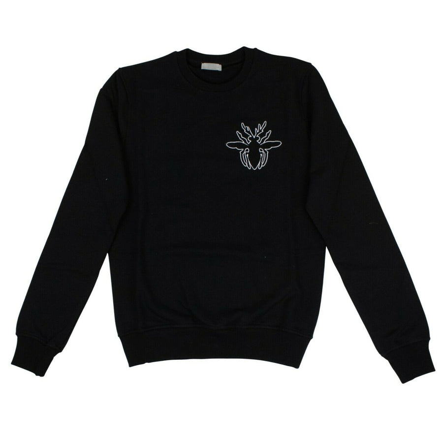 Embroidered Bee Crewneck Pullover Sweater - Black