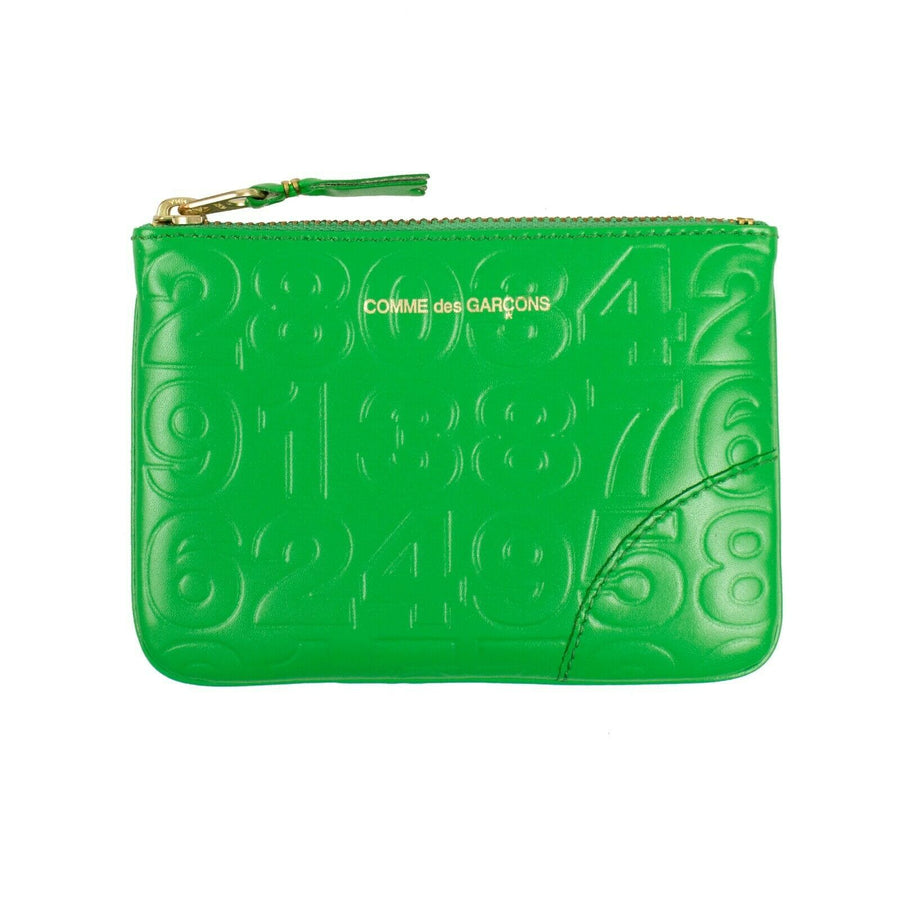 Leather Number Embossed Wallet Pouch - Green