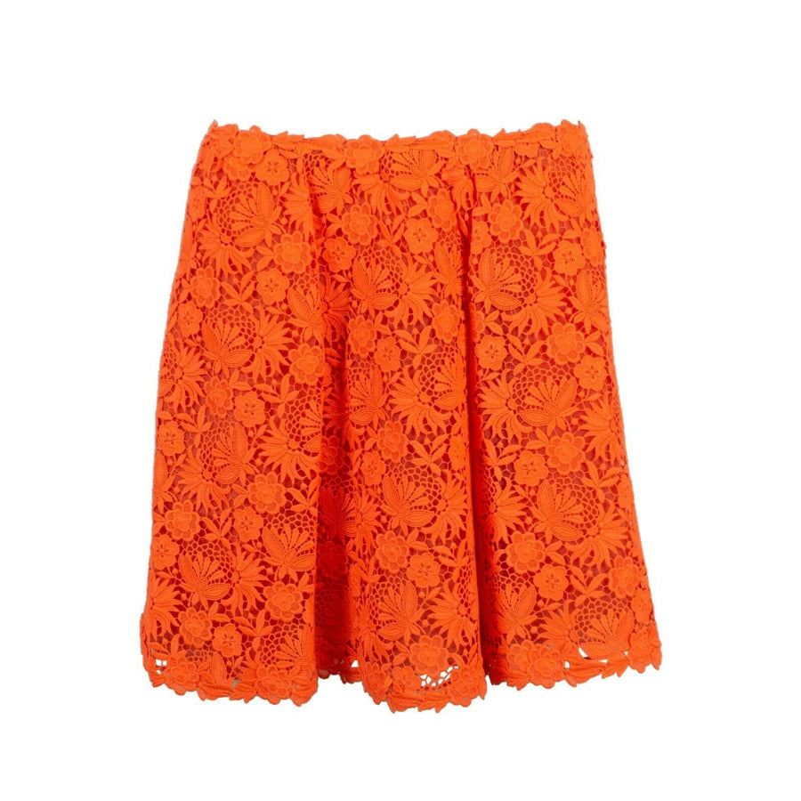 Floral Embroidered Skirt - Neon Orange