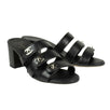 Lambskin Leather Turnlock Sandal Mules - Black