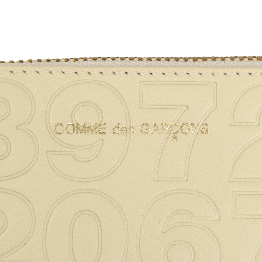 Leather Number Embossed Wallet Pouch - Ivory