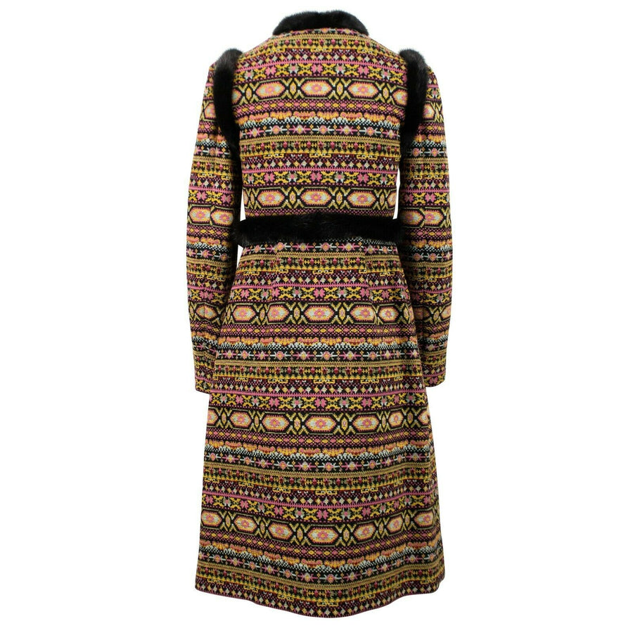 Tribal Pattern Fur Trim Coat - Multi