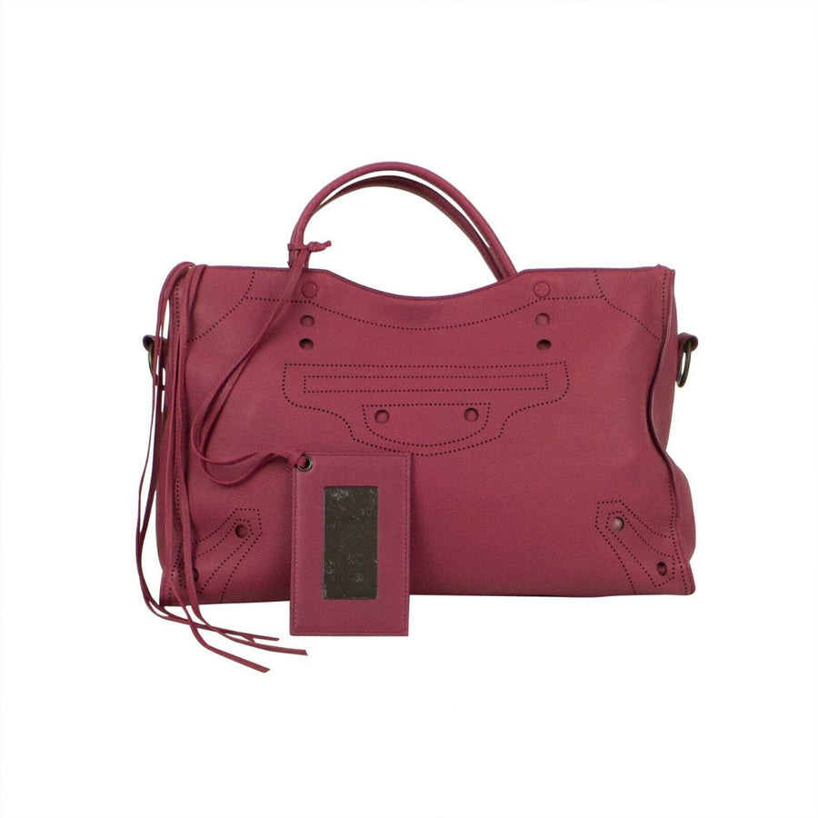 Leather Blackout City Shoulder Bag - Rose