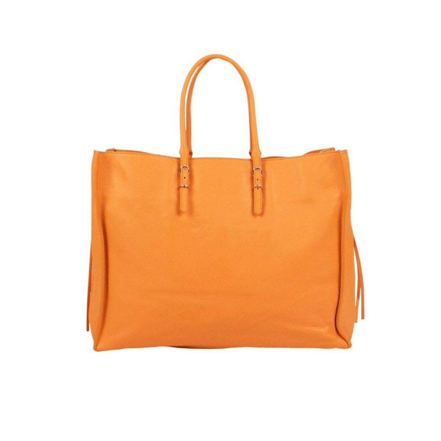 Leather Paper Tote Bag - Orange