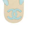 Flower Quilted Flip Flop Sandals - Blue / Ivory