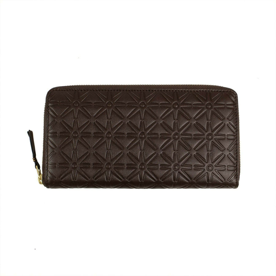 Leather Star Embossed Wallet - Brown