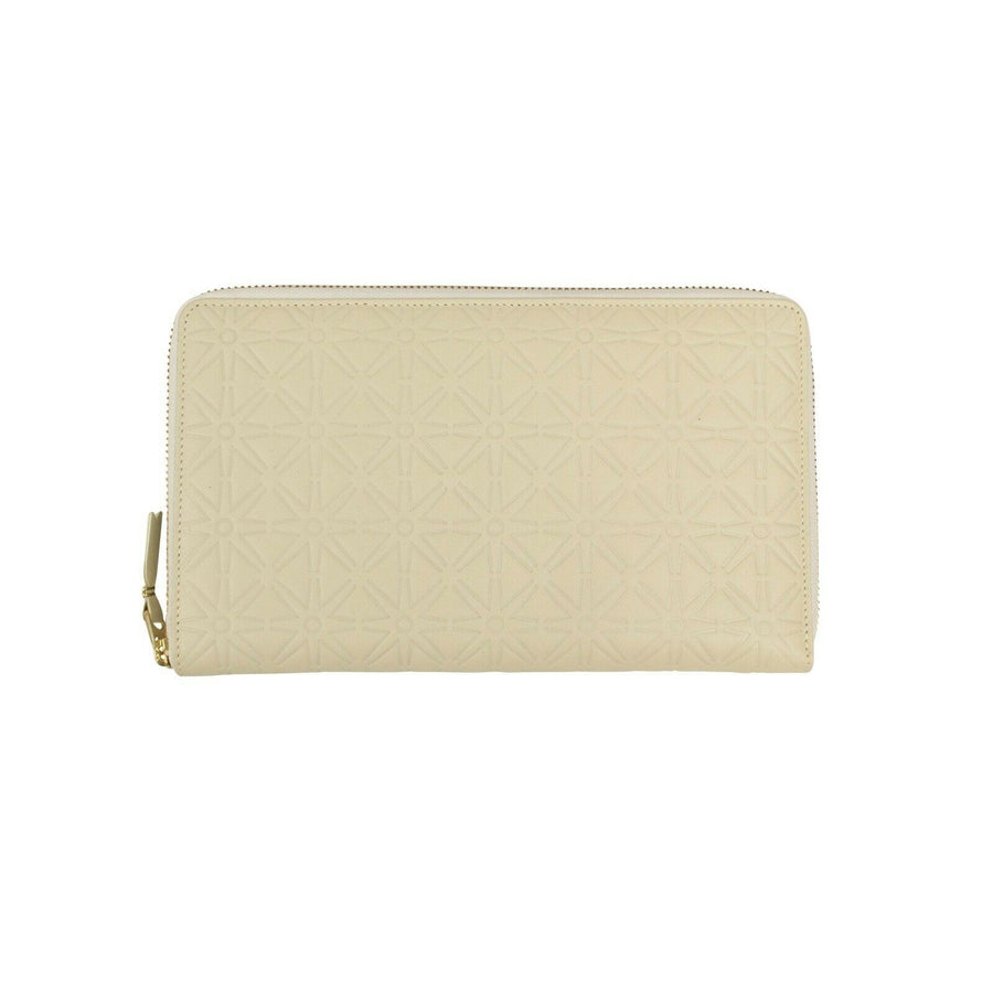 Leather Star Embossed Travel Organizer Wallet - Cream