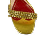 Women's Metallic Leather With Crystals Sandals Pumps - Gold