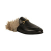 Leather 'Princetown' Fur Mules - Black