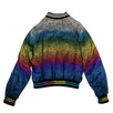 Leopard Rainbow Silk Varsity Loose Bomber Jacket