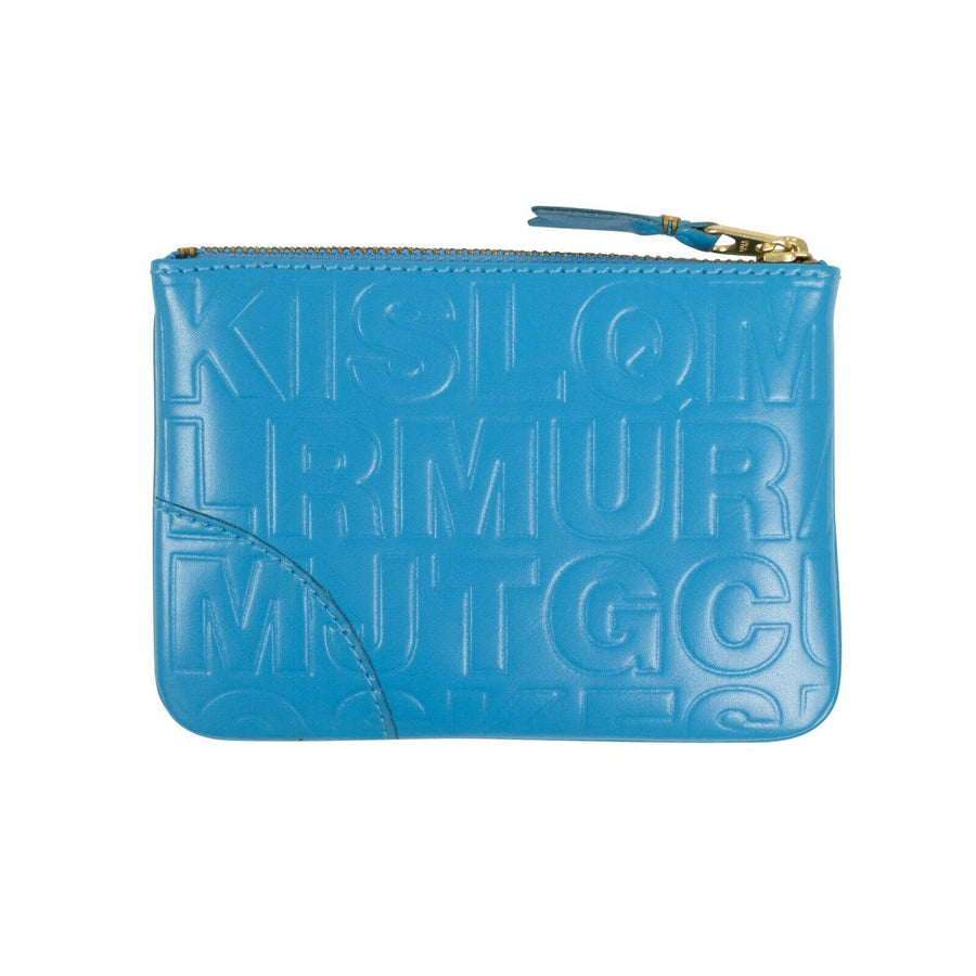 Leather Letter Embossed Wallet Pouch - Blue