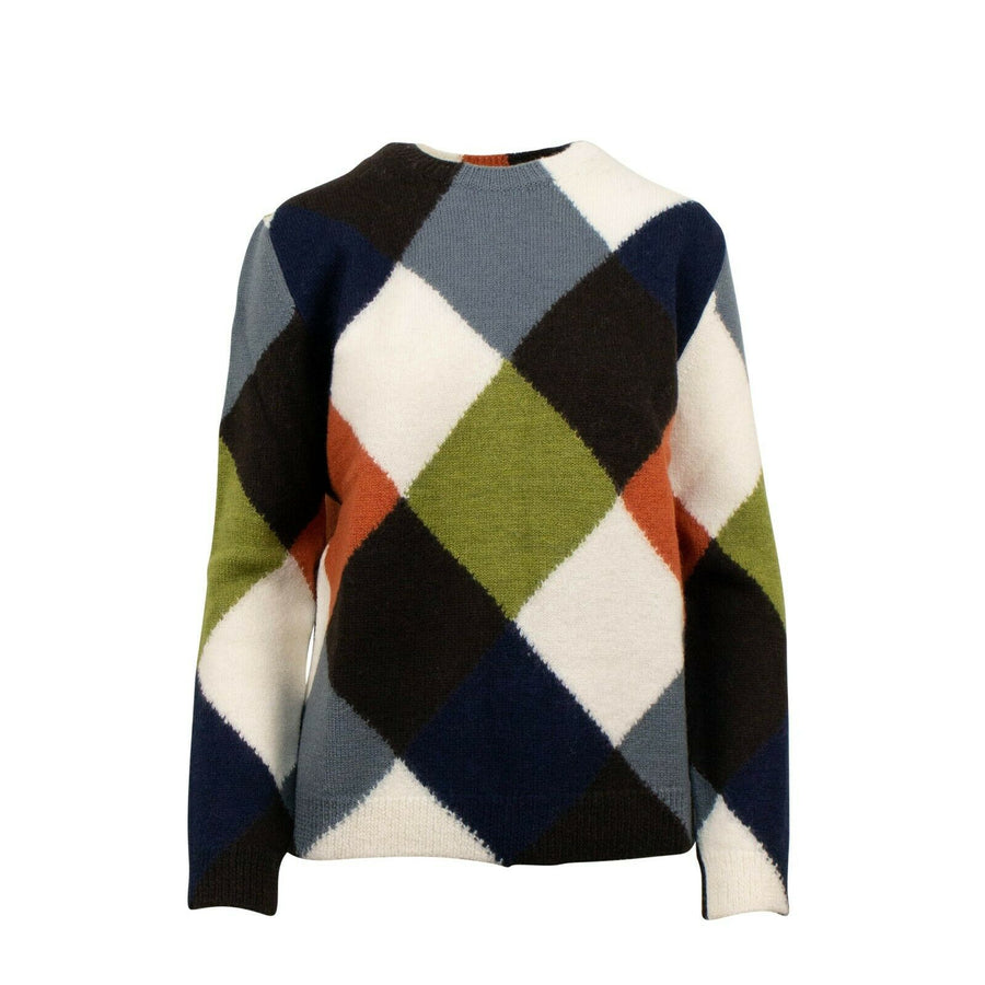 Checkered Wool Sweater Top - Multi