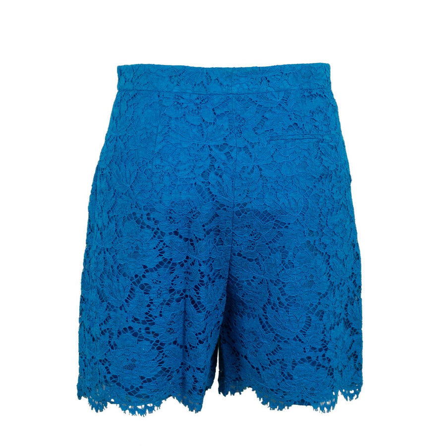 Floral Embroidered Lace Shorts - Blue