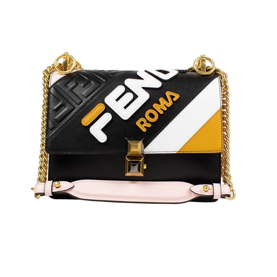 Fendi Mania Kan I Leather Chain Strap Small Shoulder Bag - Black / Pink