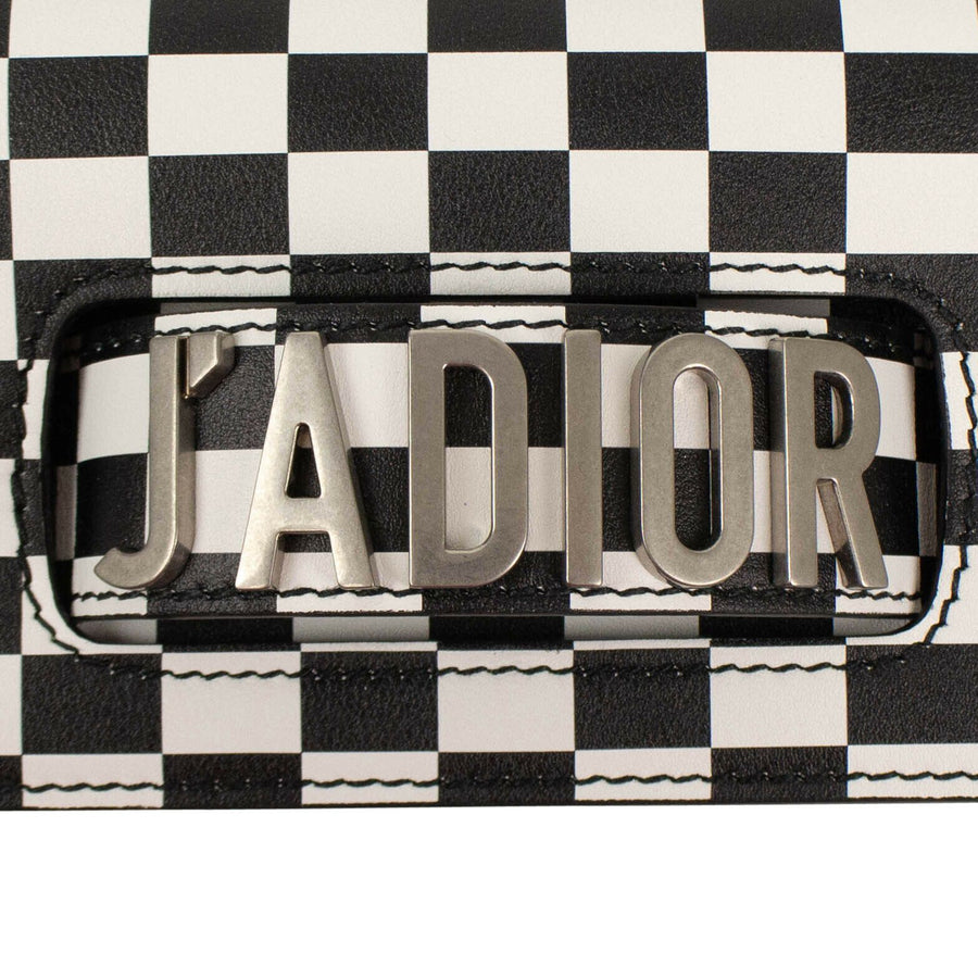 Checkered Leather J'ADio(r)evolution Hand Bag - Black / White