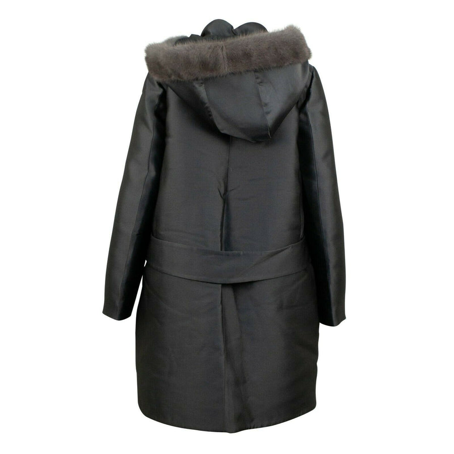 Fur Trim Hood Down Parka Coat - Gray