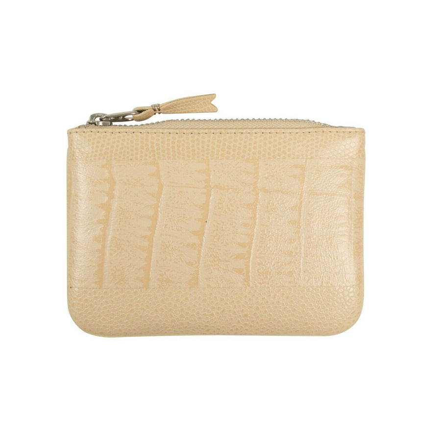 Reptile Leather Patchwork Wallet Pouch - Beige