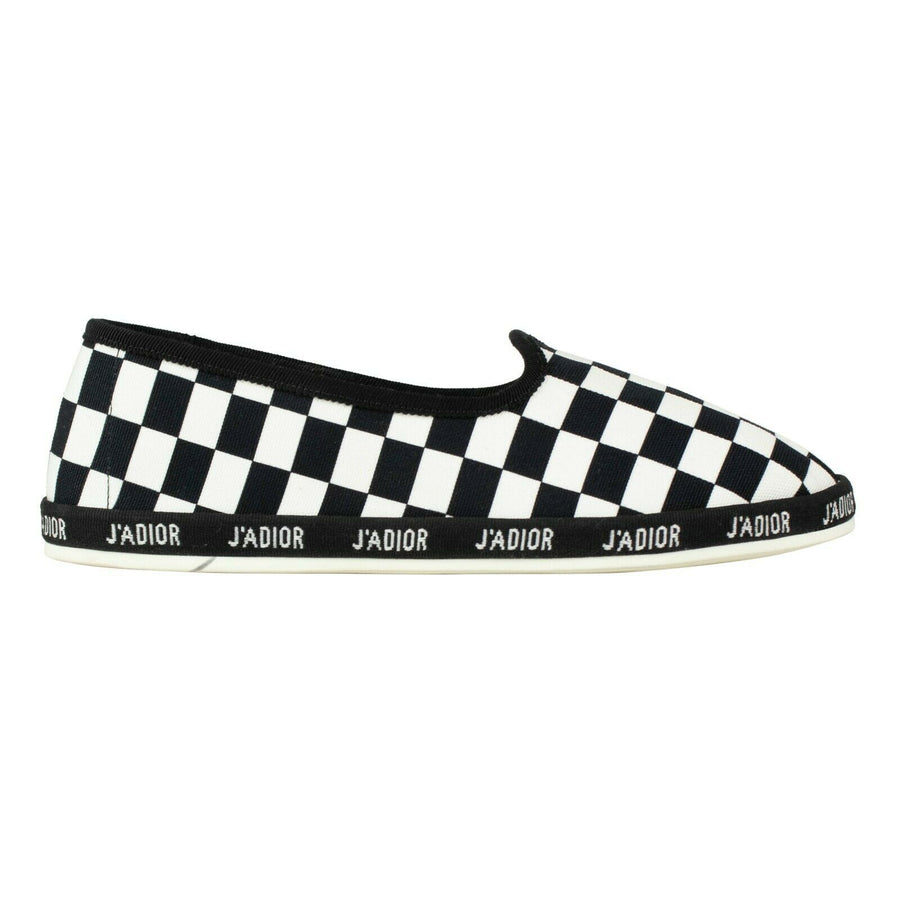 Checkered Canvas Dior Hit Slip-On Shoes - Black / White