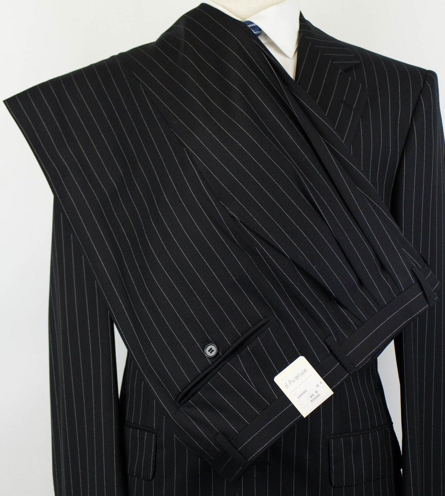 Drop 6 Pin Striped Super 150's Wool 2 Button Suit - Black / White