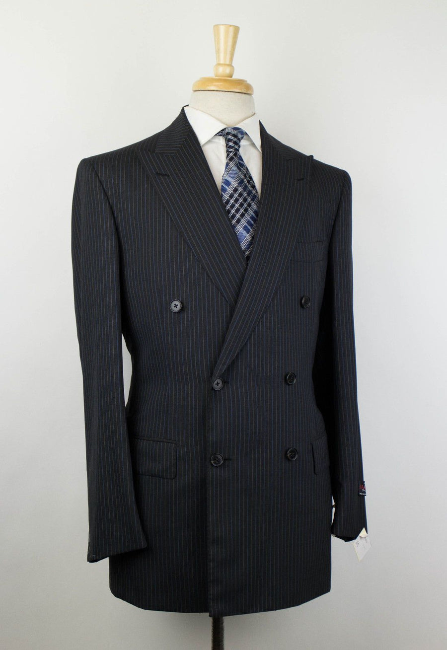 Drop 7 Striped Wool Double Breasted Suit - Gray