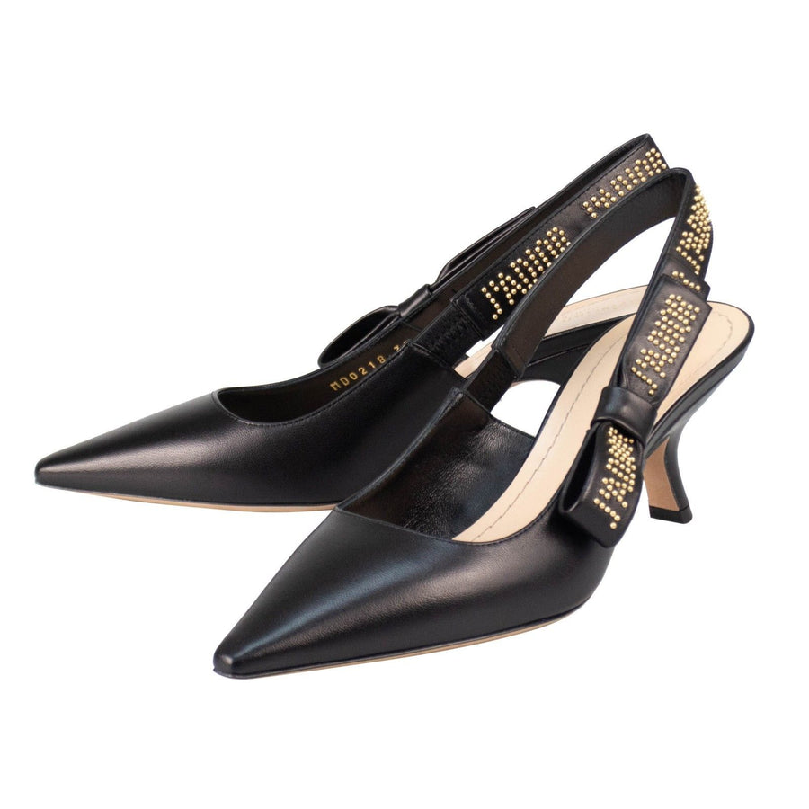 J'ADIOR Leather Slingback Pumps - Black / Gold