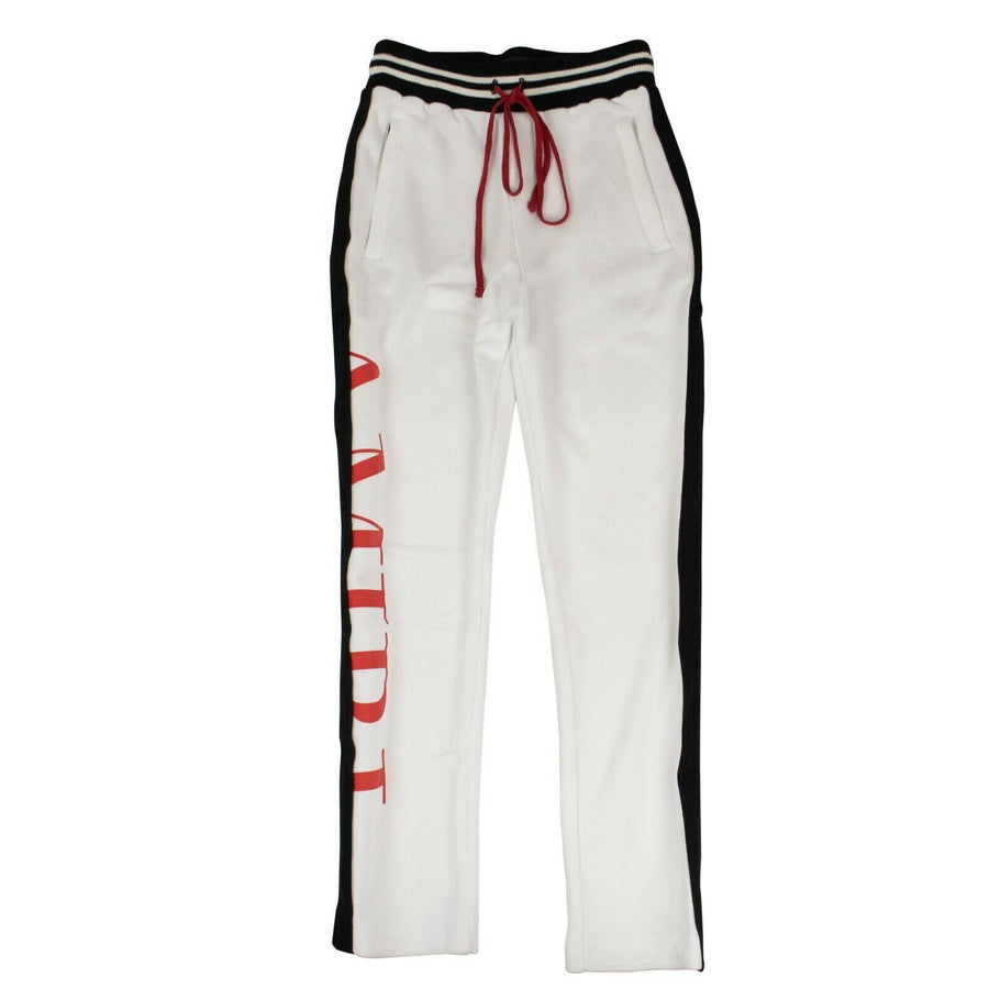 Stripe Logo Cotton Sweatpants - White / Black