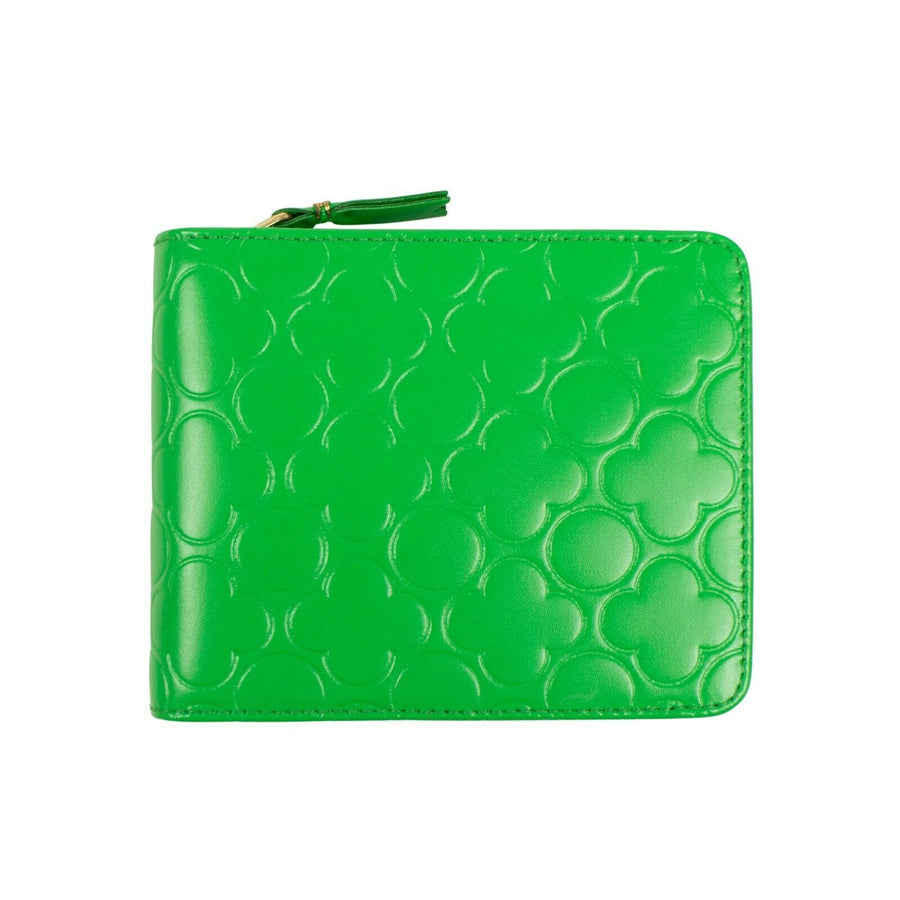 Leather Clover Cardholder Zip Around Wallet - Green