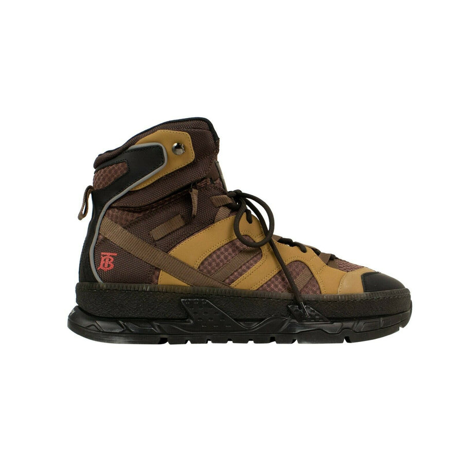 Mesh And Nubuck Union High-Top Sneakers - Brown