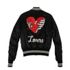 Lovers Embellished Silk Baseball Bomber Jacket - Black