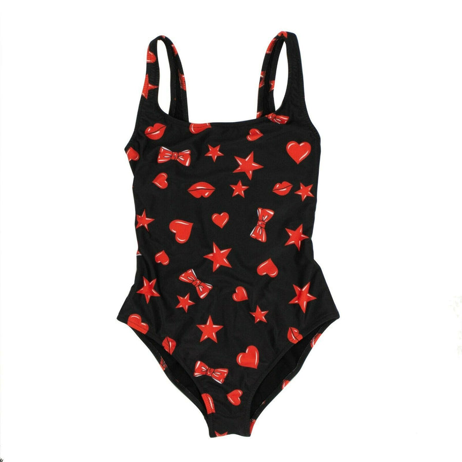 Stars & Hearts One Piece Swim Suit - Black