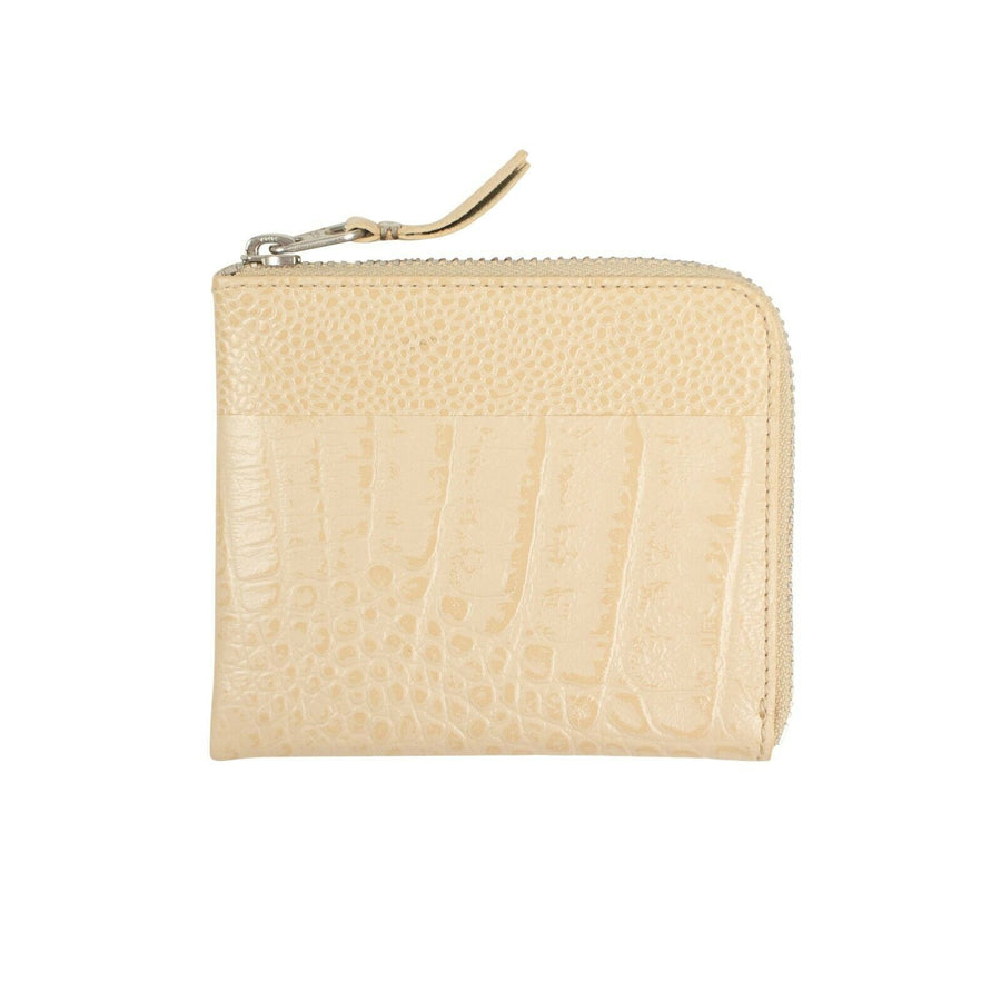 Reptile Leather Patchwork Slim Wallet Pouch - Beige