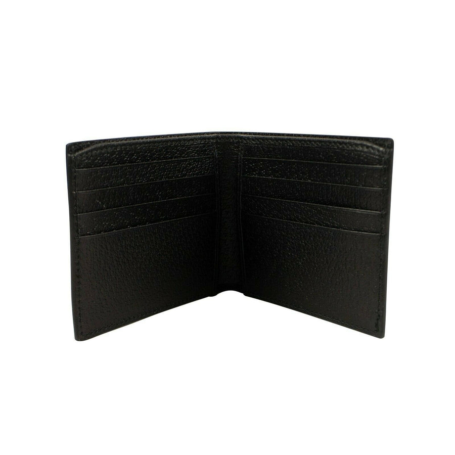 Web Grained Leather Bi-Fold Wallet - Black