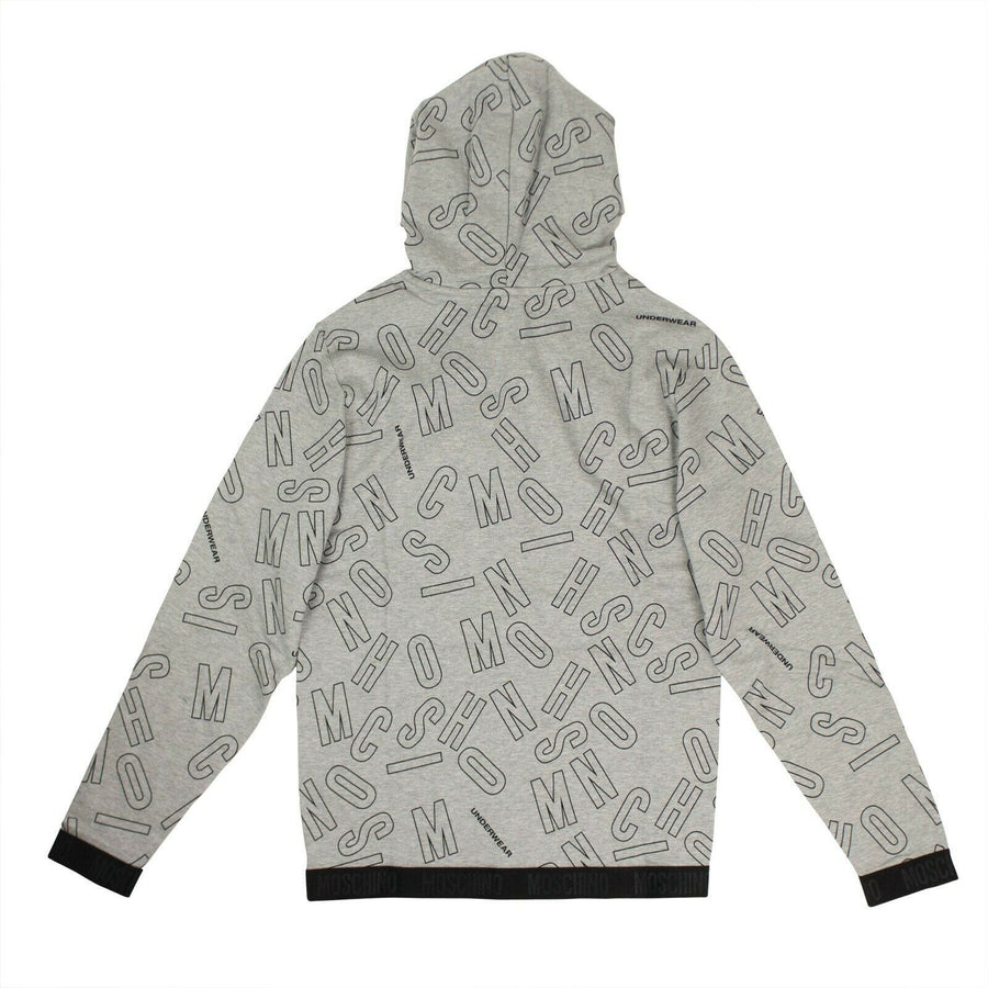 Graphic 'Letters' Print Hooded Zip-Up Sweatshirt - Gray