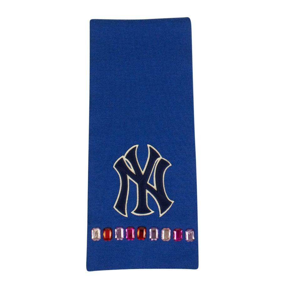 Wool NY Yankees Crystal Embellished Scarf - Blue