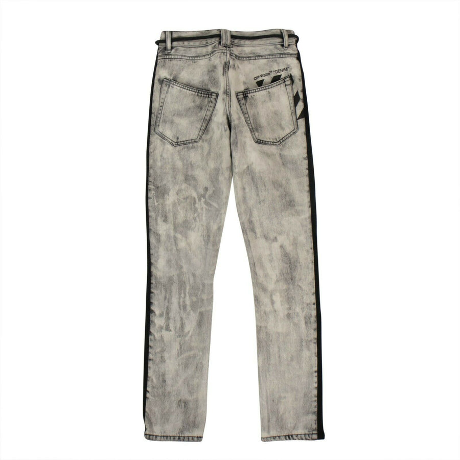 Side Panel Slim Denim Pants - Gray