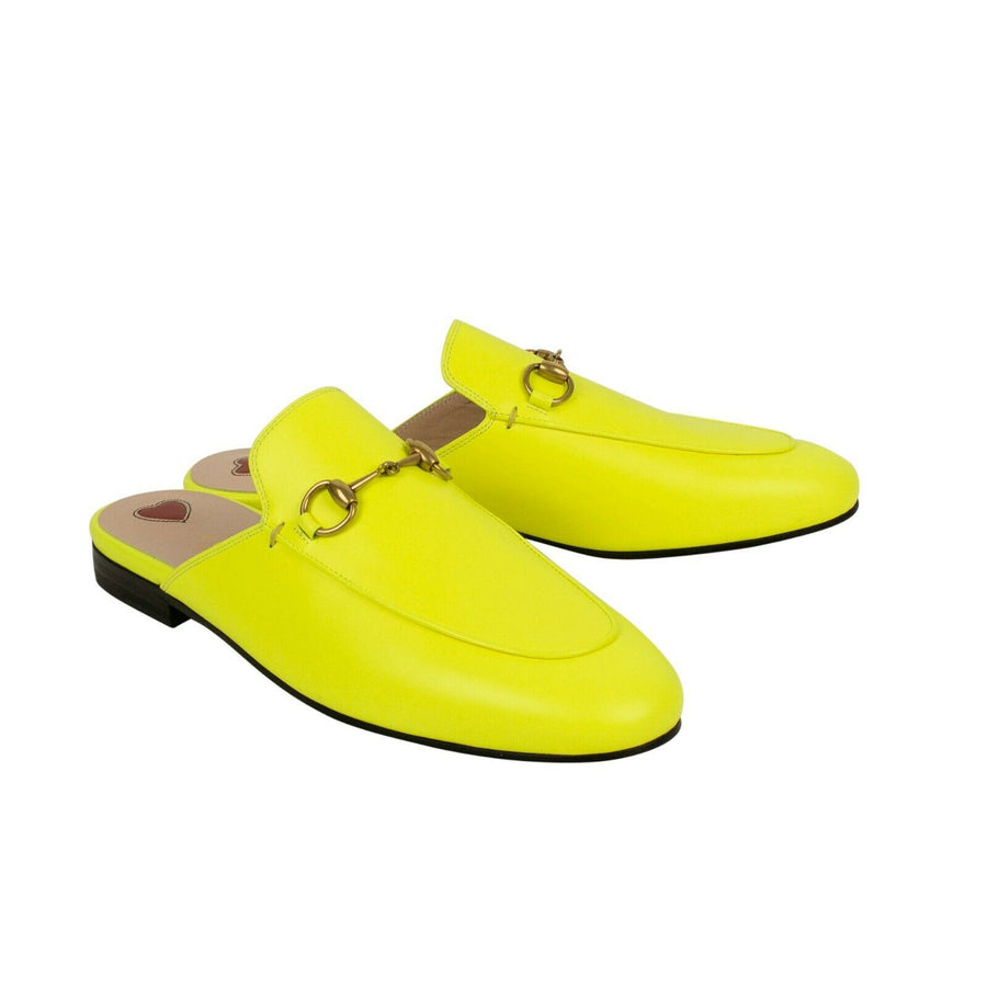 Neon Leather Horsebit Mules