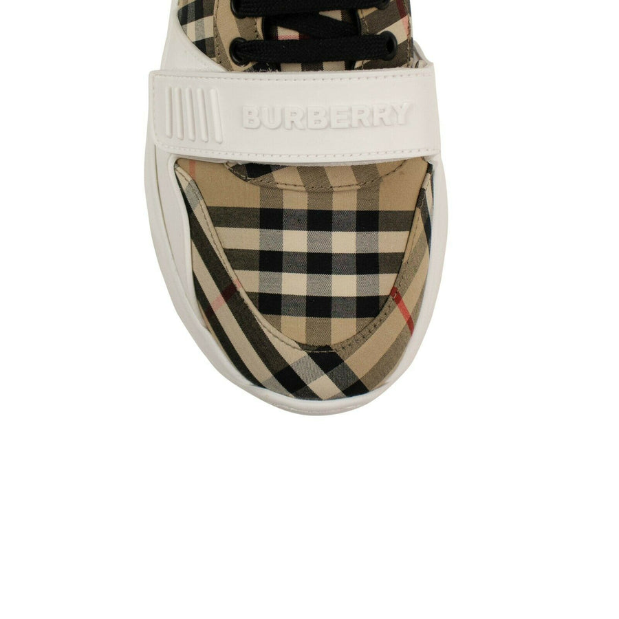 Cotton Vintage Check Embossed Sneakers - Beige