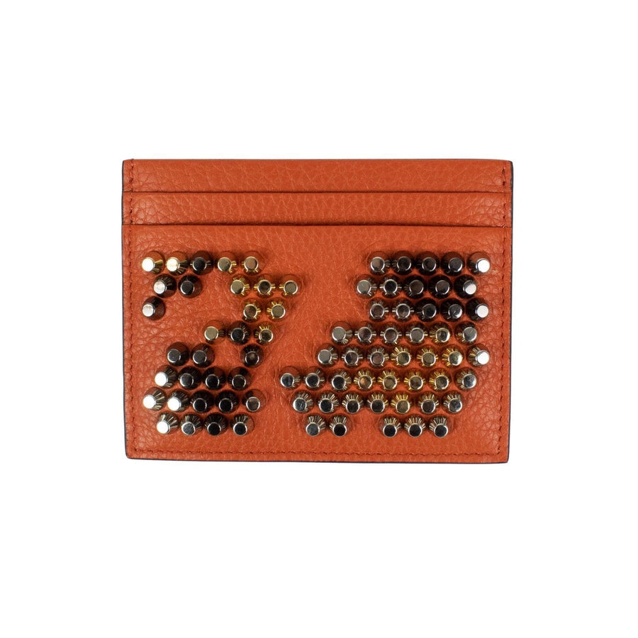 Kios Leather Stud Card Case Wallet - Rust Orange